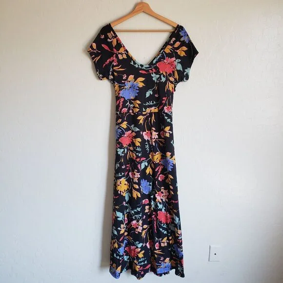 Pact | Dresses | Pact Fit Flare Crossback Maxi Organic Cotton Dress  Nightfall Blooms Womens Xl | Poshmark